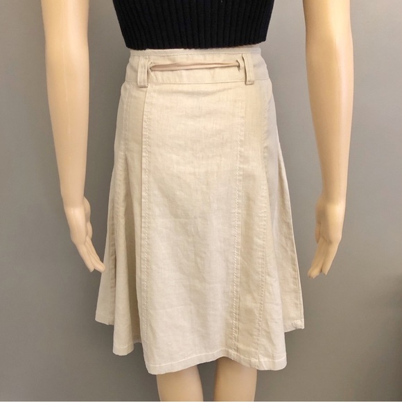 Dalia Collection Cream Beige Earthy Minimalist Boho Midi A Line Skirt. XL 12 - Picture 2 of 15